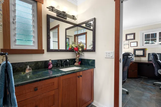 a workspace with furniture