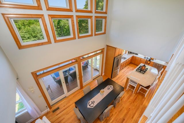 a view of an up view of a building