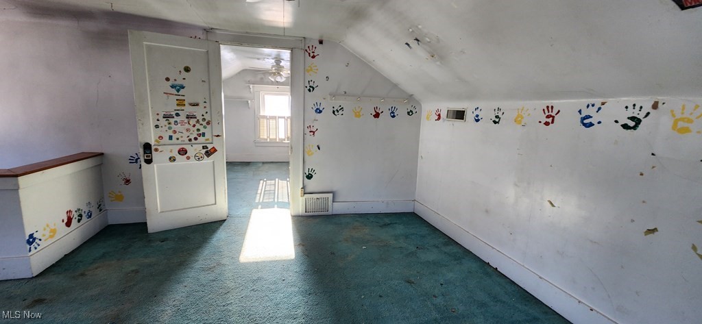 125 Rockdale Road Follansbee, WV 26037 - Photo 10 of 19 Bonus room with lofted ceiling, carpet flooring, and a ceiling fan