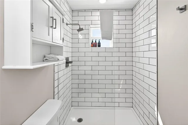 a bathroom with a shower