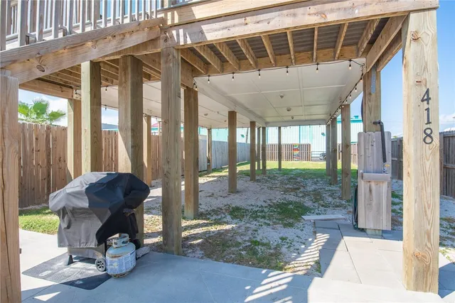 a living room with patio