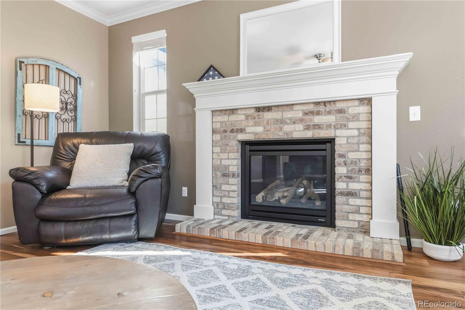 14144 Greenfield Loop Parker, CO 80134 - Photo 9 of 50 a living room with furniture a window and a fireplace