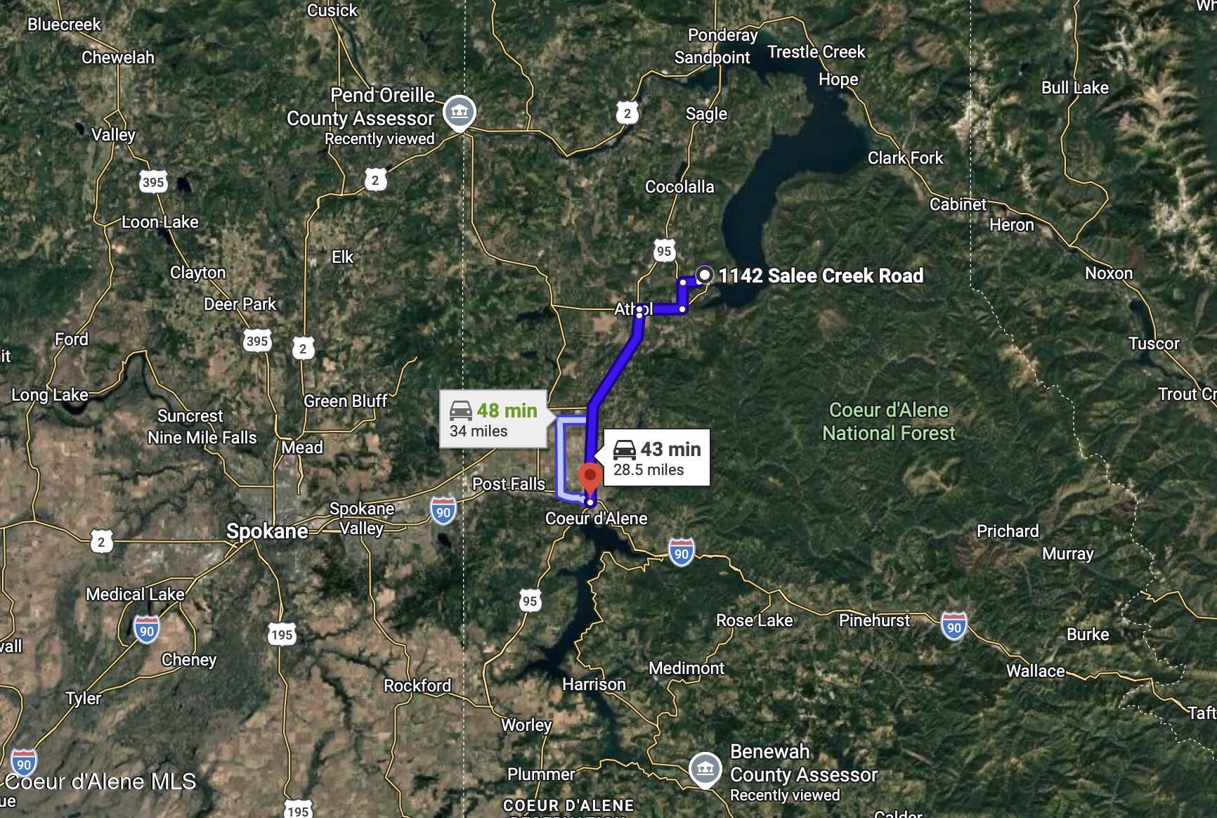 1142 Salee Creek Road Athol, ID 83801 - Photo 61 of 62 DISTANCE TO KOOTENAI HEALTH