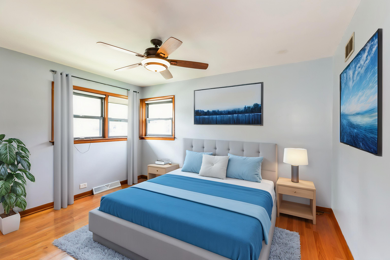 6054 107th Street Chicago Ridge, IL 60415 - Photo 17 of 27 a bedroom with a bed and wooden floor