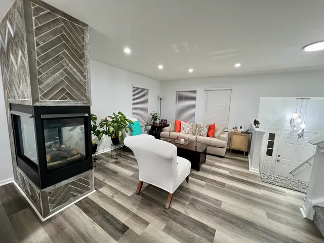 a living room with furniture and a couch