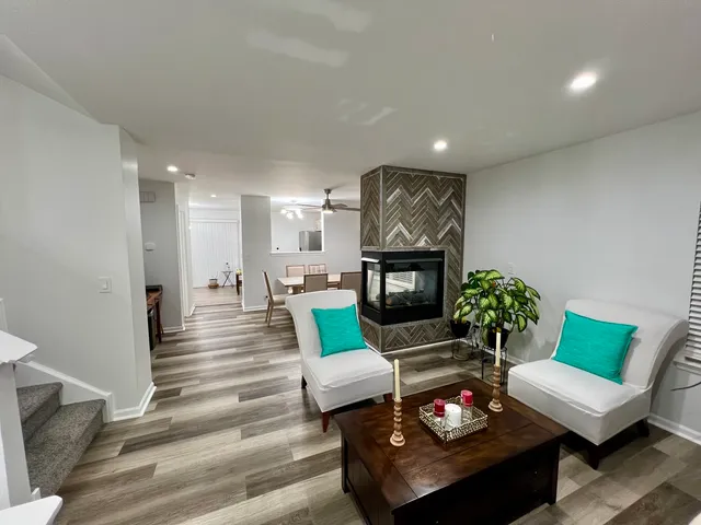 a living room with furniture and a couch