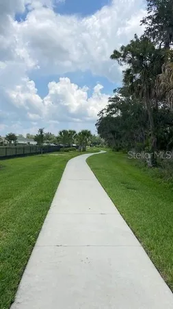 a view of a lake from a yard