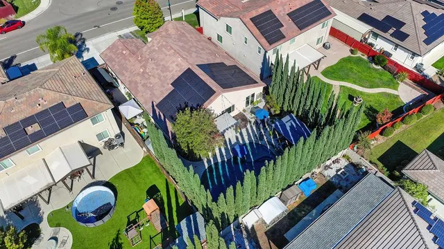 an aerial view of a house