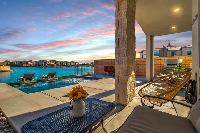 a living room with furniture and white walls