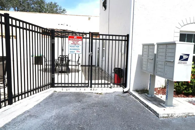 a view of a balcony with door