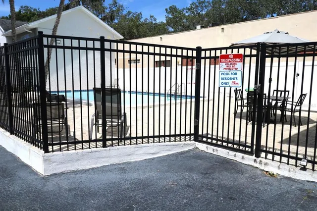 a view of a black gate