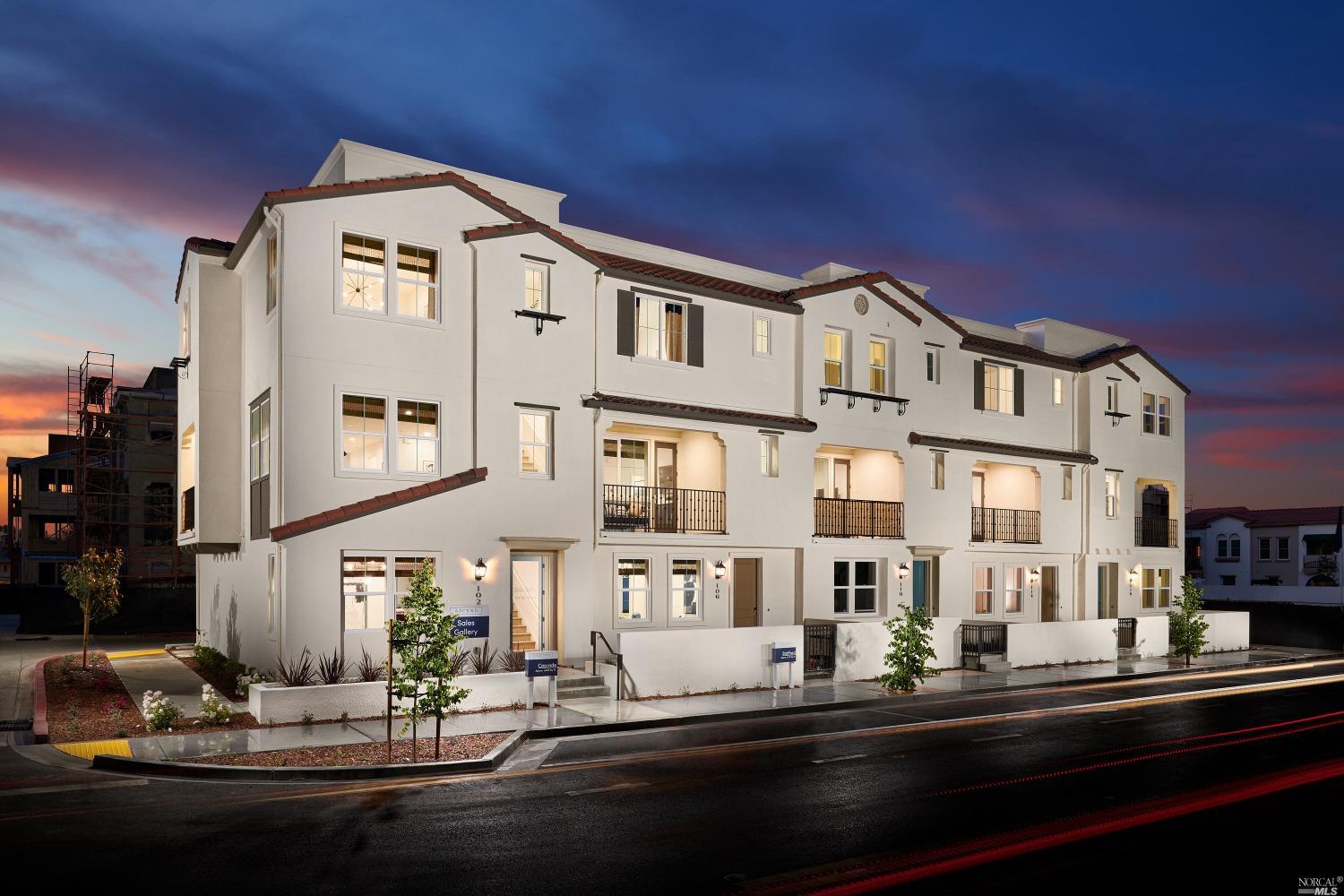 a front view of a building with street view