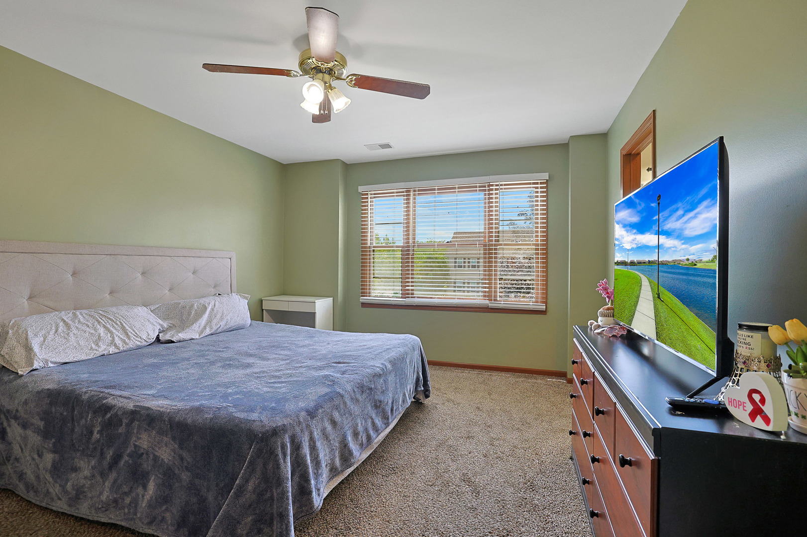710 Cimarron Drive Cary, IL 60013 - Photo 4 of 31 a bedroom with a bed window and a flat screen tv