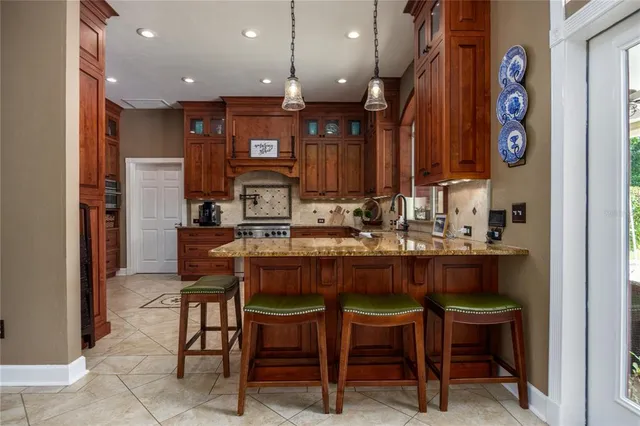 a view of a garden with plants and trees