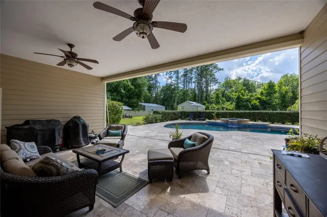 a backyard of a house with lots of green space