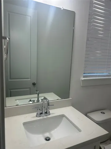 a bathroom with a sink and a large mirror