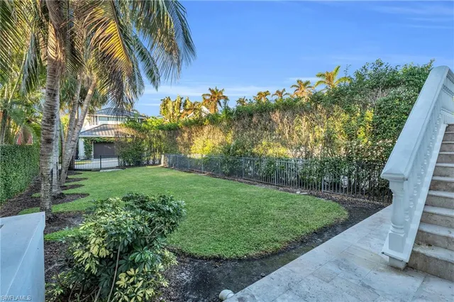 a view of a backyard with palm trees