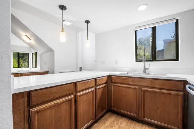 a view of a sink and window