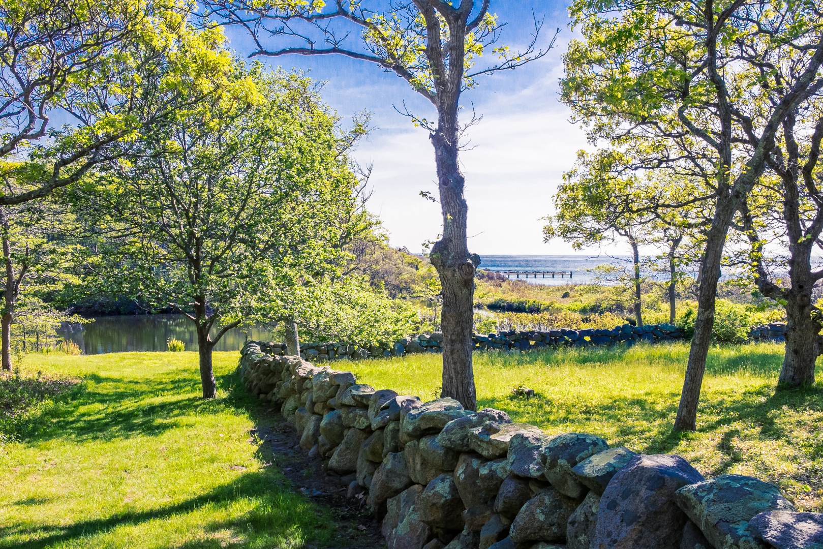 38 Forest Road Vineyard Haven, MA 02568 - Photo 1 of 31 Looking across ancient stone walls and green fields to the water beyond.