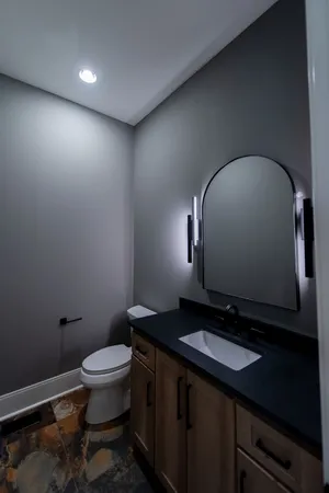 a view of an empty walk in closet