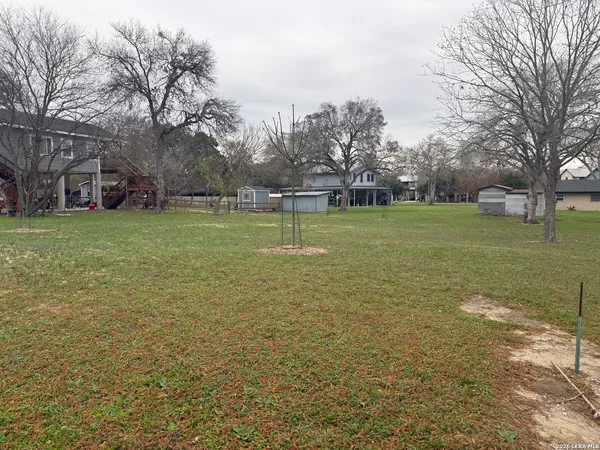 a view of a field with trees