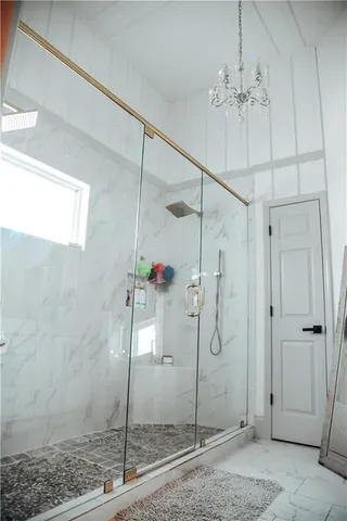 a bathroom with a shower