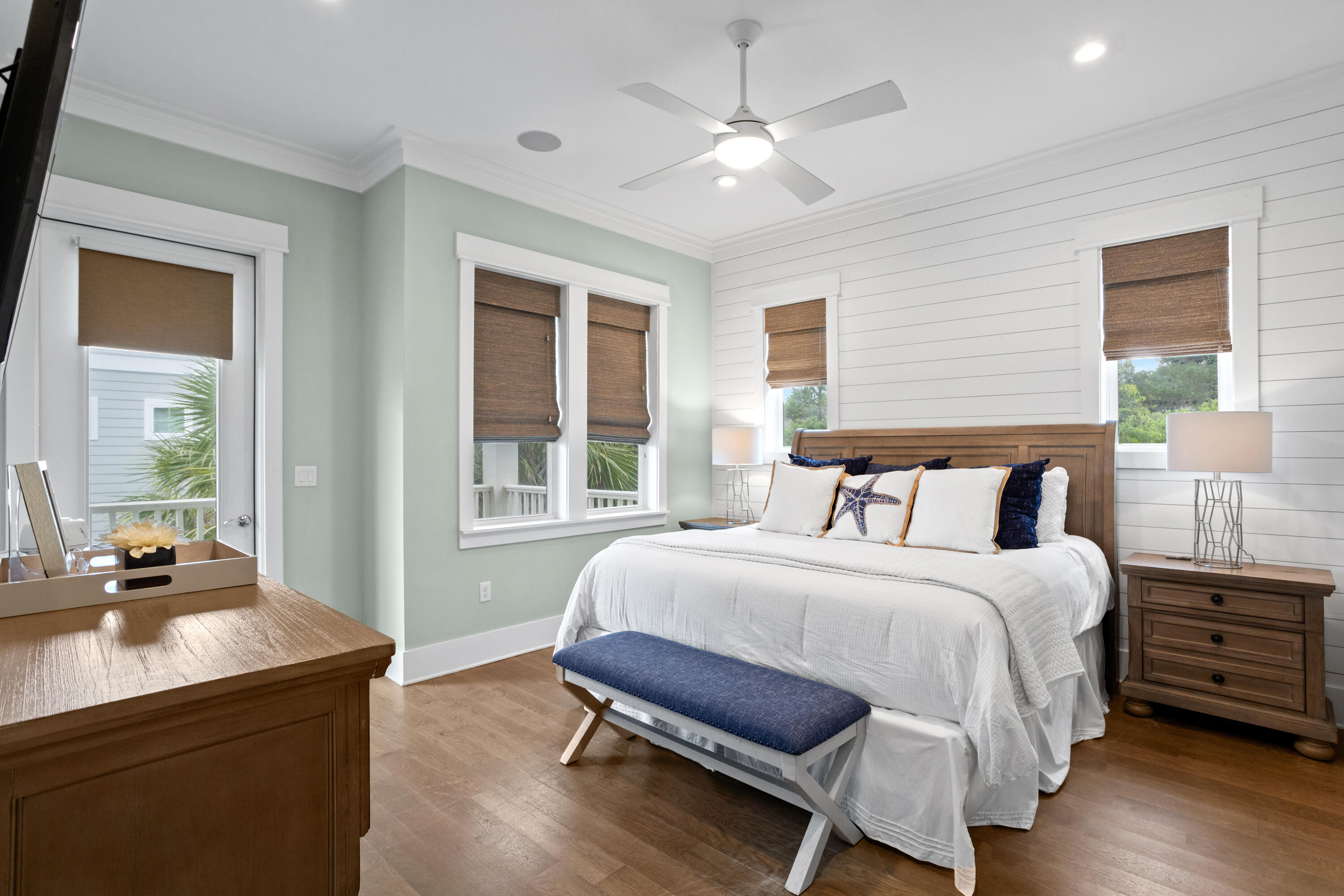 14 The Heron Cove Inlet Beach, FL 32461 - Photo 20 of 56 a bedroom with a bed and a chandelier