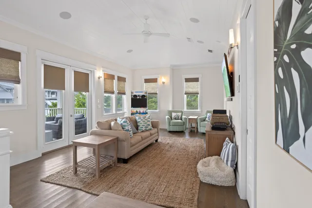 a view of balcony with furniture