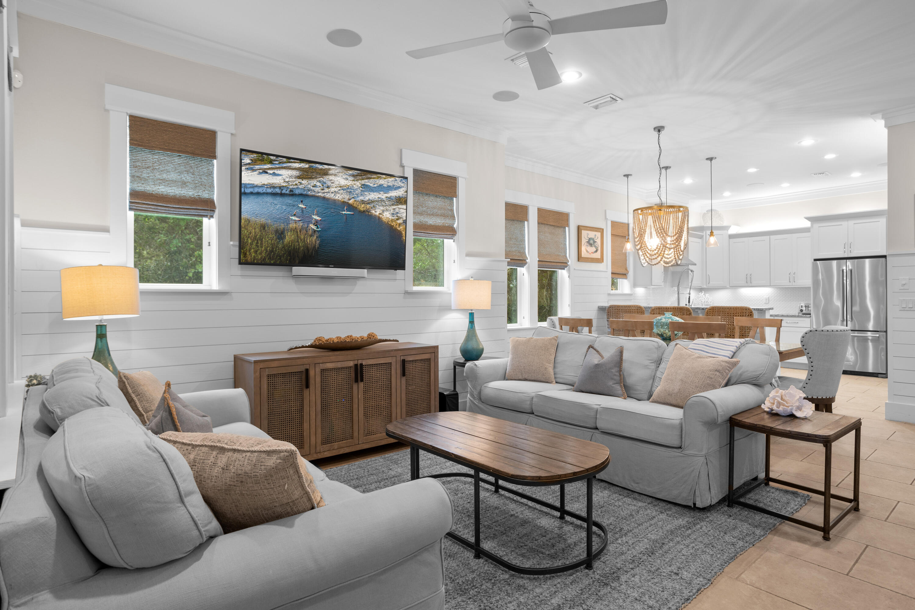 14 The Heron Cove Inlet Beach, FL 32461 - Photo 43 of 56 a living room with furniture and a flat screen tv