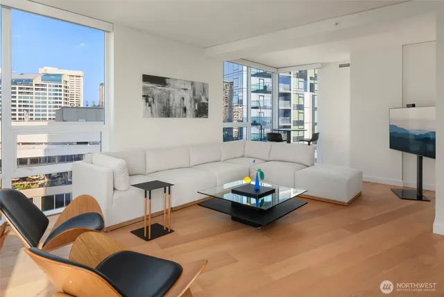 a living room with furniture and window
