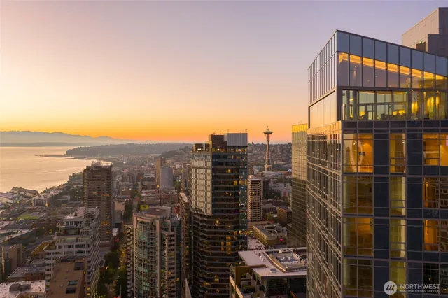 a view of a city with tall buildings