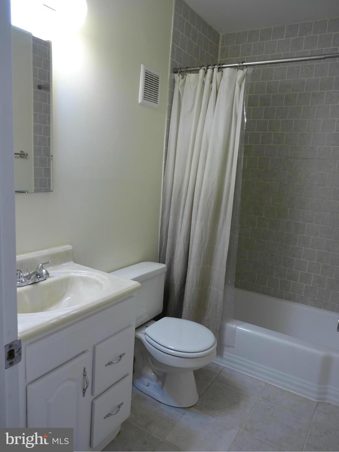 521 Epsom Road, Unit 2B Baltimore, MD 21286 - Photo 9 of 14 a bathroom with a sink a toilet a mirror and shower