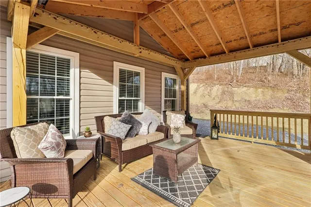 a outdoor living space with furniture