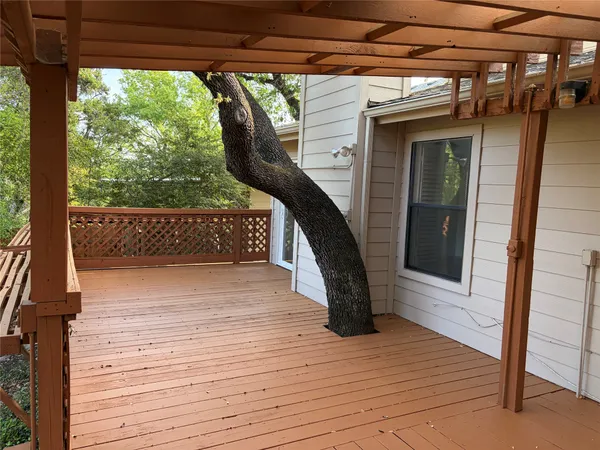 a view of outdoor space deck and kitchen