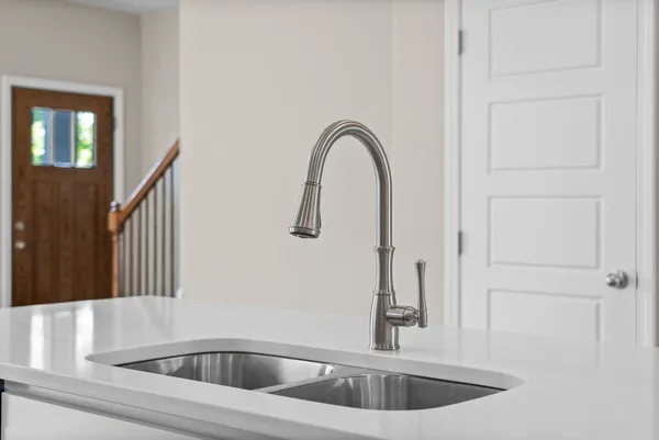 a close view of a sink and tap