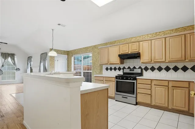 a kitchen with a sink a stove and refrigerator