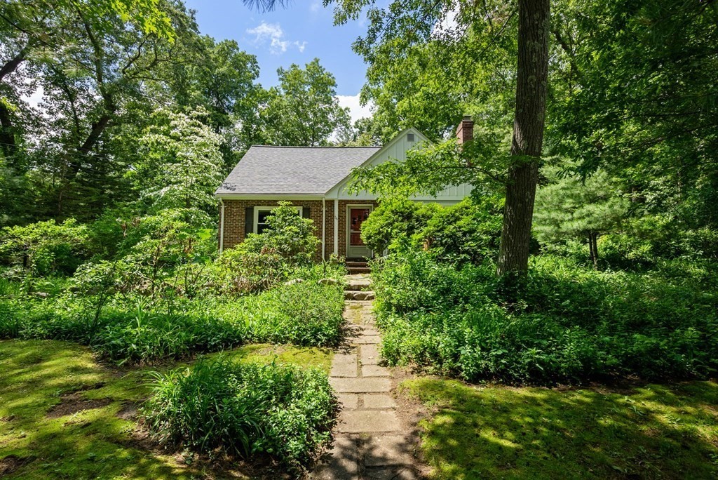 56 River Road Weston, MA 02493 - Photo 20 of 23 a view of a garden with plants and large trees