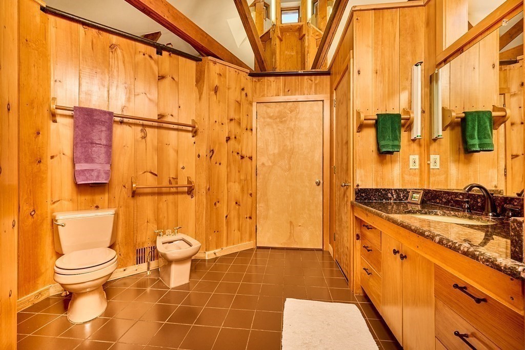 90 Patterson Road Worthington, MA 01098 - Photo 17 of 30 a bathroom with a granite countertop sink toilet and shower