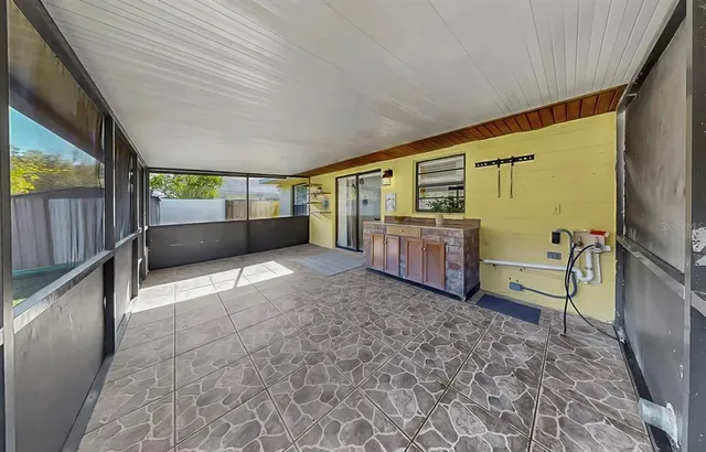 a view of a porch with a yard