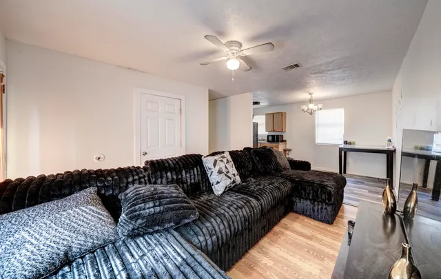 a living room with furniture