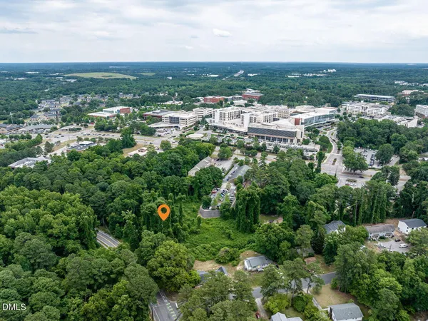 a view of city and green space