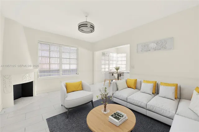 a living room with furniture and a couch