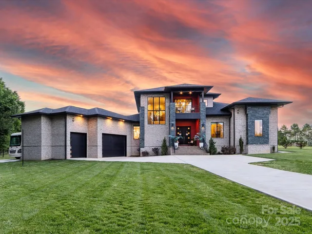 a front view of a house with patio