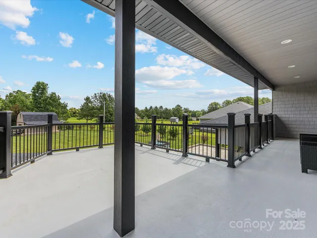 a view of a garden from deck