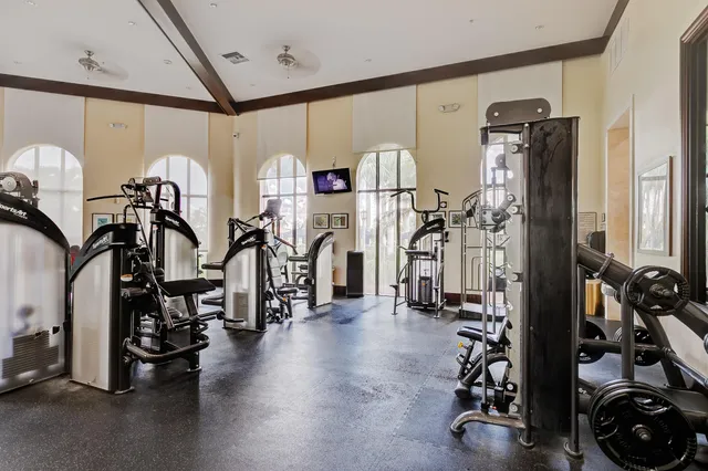 a view of a room with gym equipment