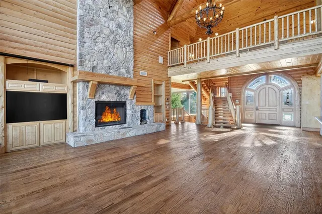 a view of an entryway with a fireplace