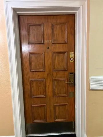 a view of wooden door