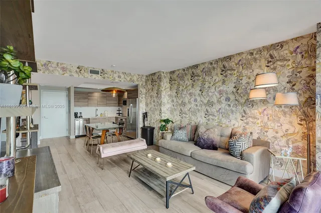 a living room with furniture and a couch