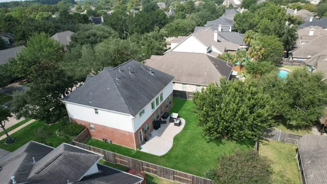 an aerial view of a house
