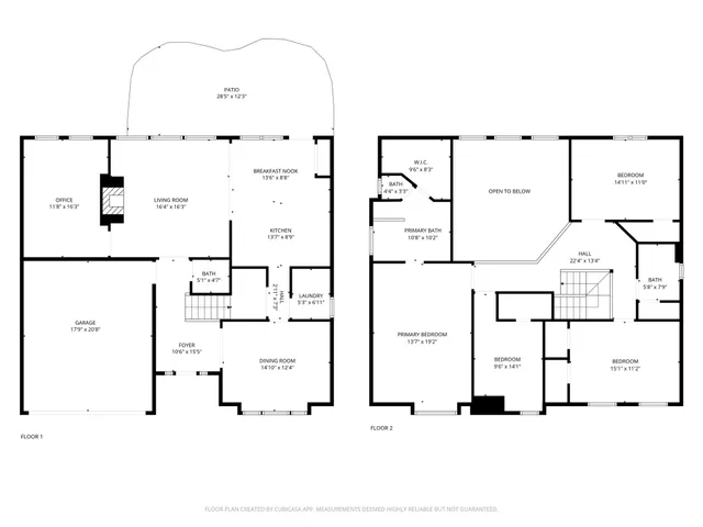 a view of a white house next to a yard with plants and trees